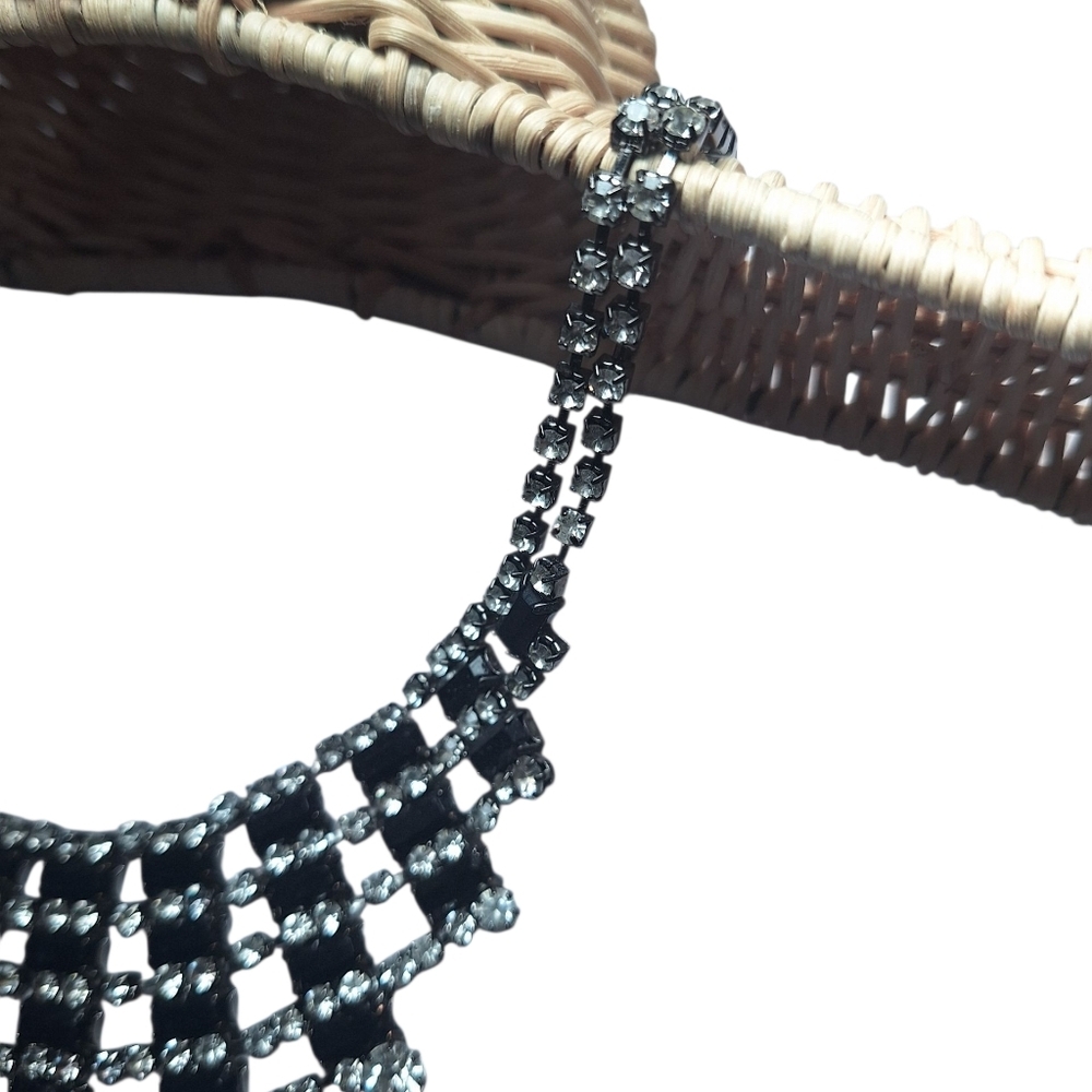 Stunning Black & Gun Metal Maximalist Statement Necklace Some Missing Stones - Picture 6 of 8